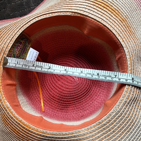 NWOT Scala Collezione Packable Straw Raffia Hat Tangerine Orange Watermelon Pink - Picture 16 of 16